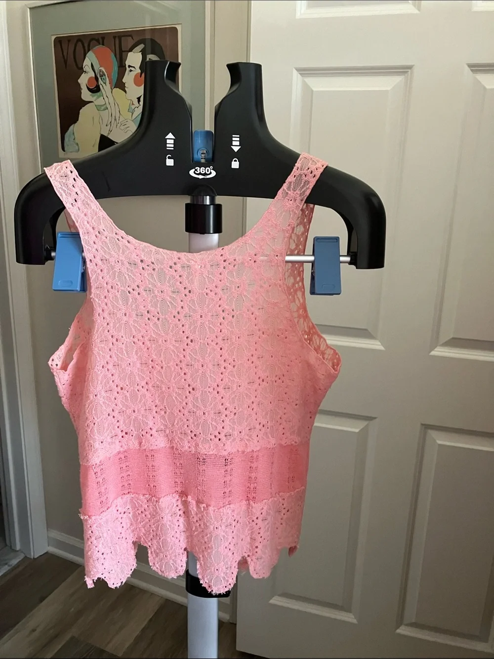 Free people intimates peachy pink lace cami S/P frayed